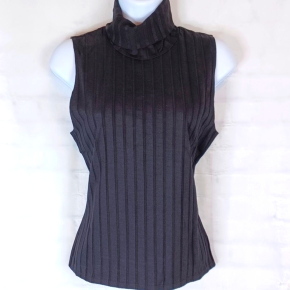 LETT Tops - Lett Orly Mock Top Sleeveless Soft with Eco Rib in Black Goth NWT